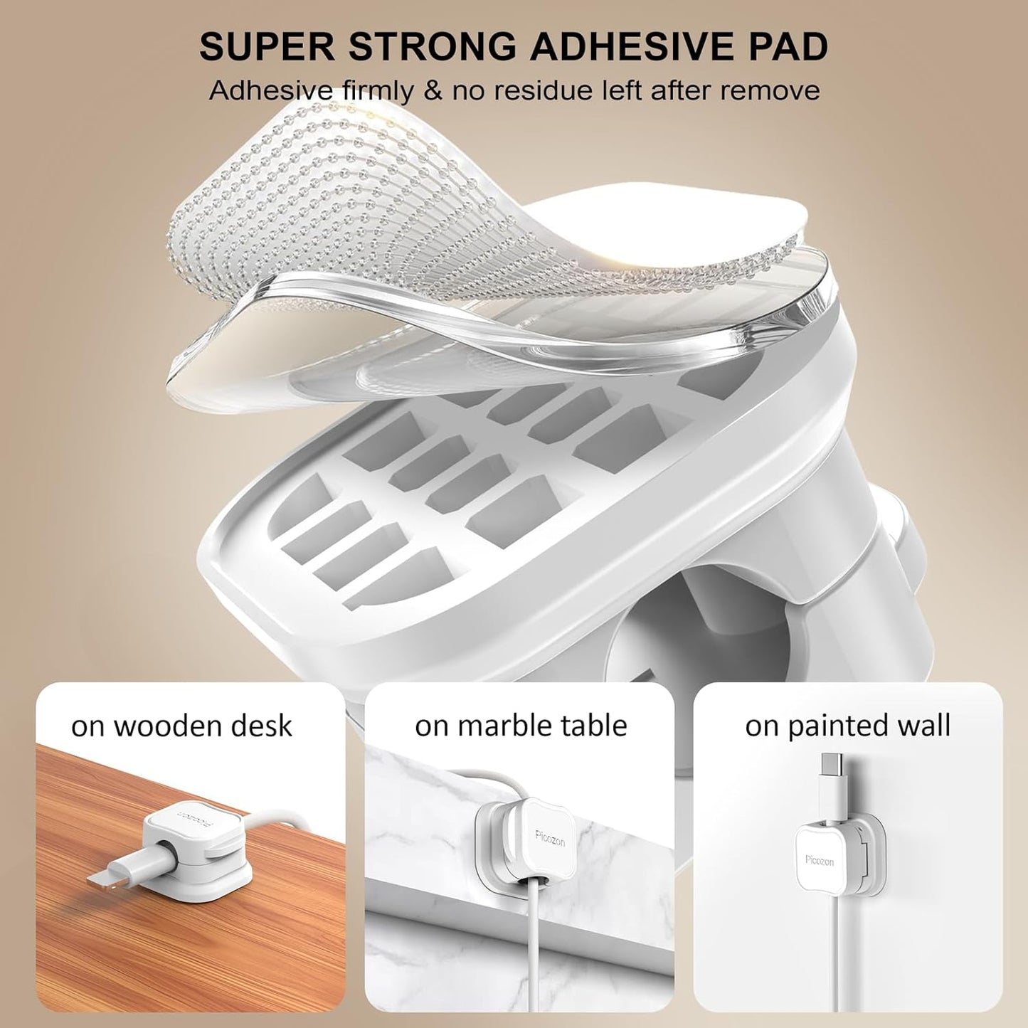 12 Pack Magnetic Cable Clip Organizer Cord Holder, Picozon Adhesive Cable Management, Wire Phone USB Charger Cable Holder, Keeper Organizer for Office Home Desktop Table - White