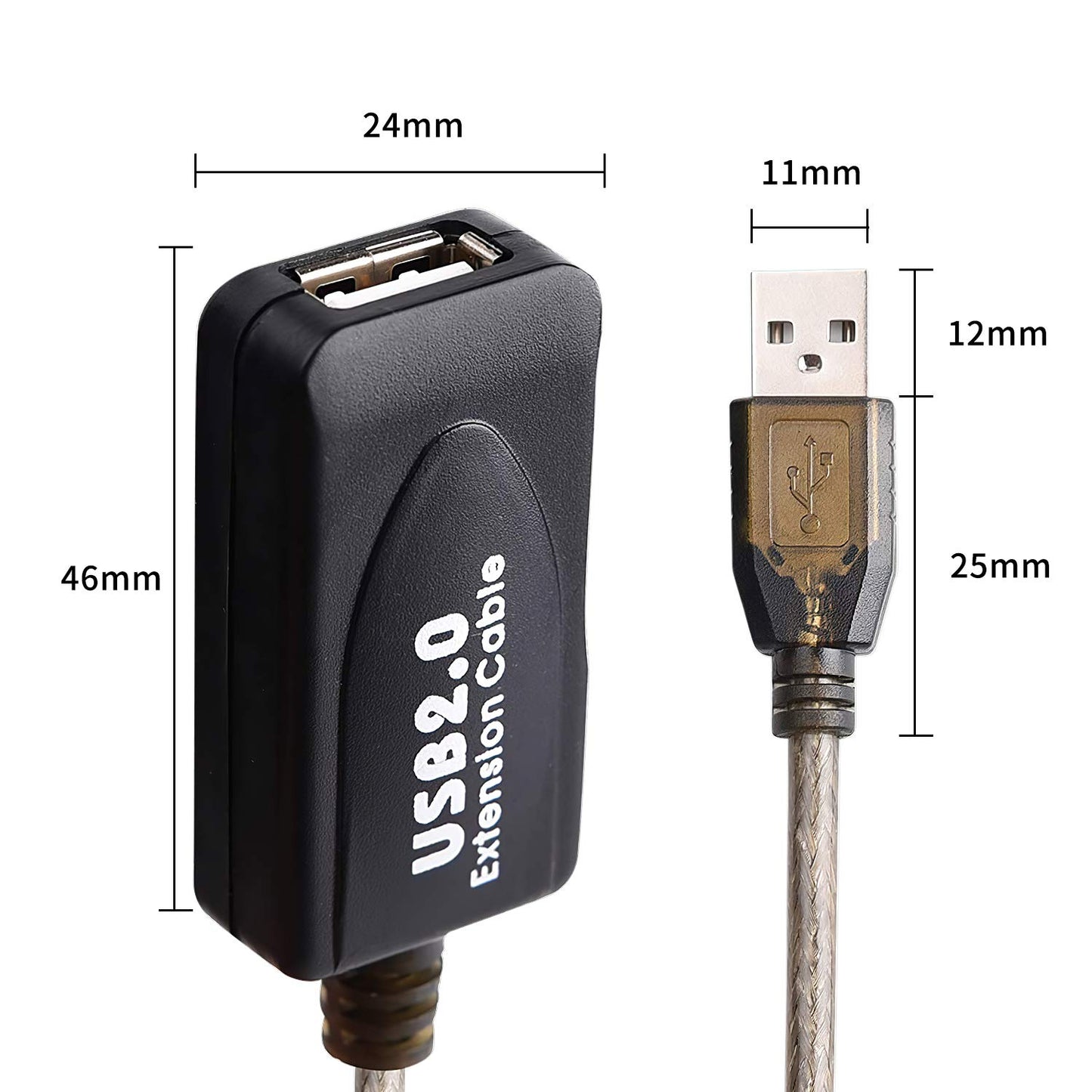 100 FT USB Extension Cable, USB 2.0 Type A Male to A Female Active Repeater Extension Cable 100ft, High Speed 480 Mbps