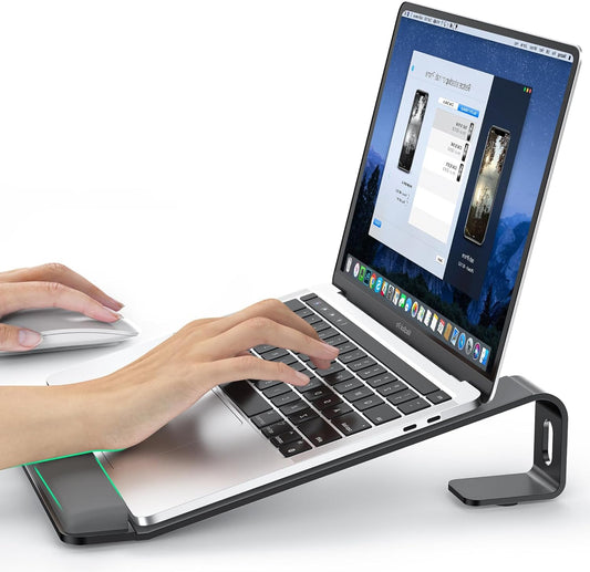 Laptop Stand for Desk, Metal Laptop Stand with Wrist Support, Ergonomic Detachable Laptop Riser, Aluminum Protable, Computer Stand for MacBook Air Pro, HP, Dell, XPS, HP (10-17") Laptops - Black