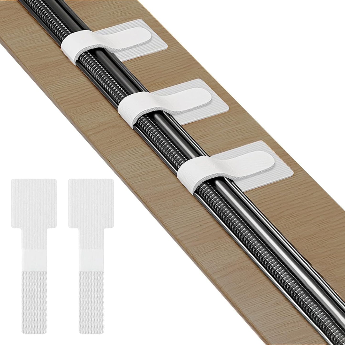 100pcs Hook and Loop Cable Ties, Sticky-Back Cable Straps, Cable Clip,Cord Organizer, Wire Management Household & Office Essentials (White)