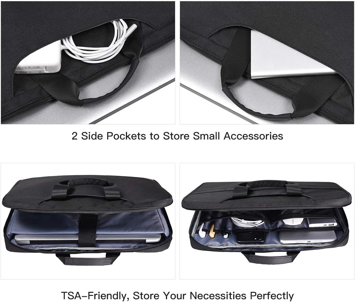 14 15 Inch Waterproof Laptop Sleeve Men Women TSA Briefcase for MacBook Pro 14 M4/M3/M2/M1, Macbook Air 15 M4/M3, Dell Inspiron 14/XPS 15, Lenovo Acer HP ASUS Chromebook 14 Carring Case, Black