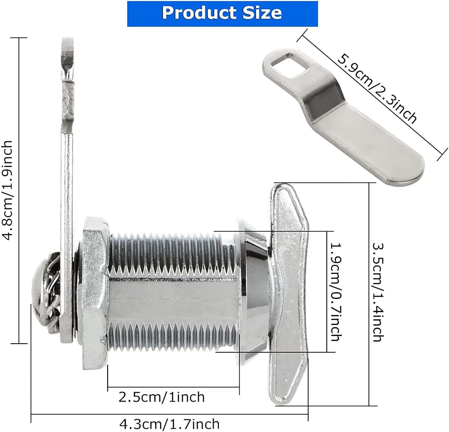 1" Thumb Operated Offset Cam Lock, 6Pcs Non-Locking Compartment Lock, RV Compartment Camper Storage Door, Vehicles, Cabinet Mailbox Drawer Replacement Cam Lock Silver
