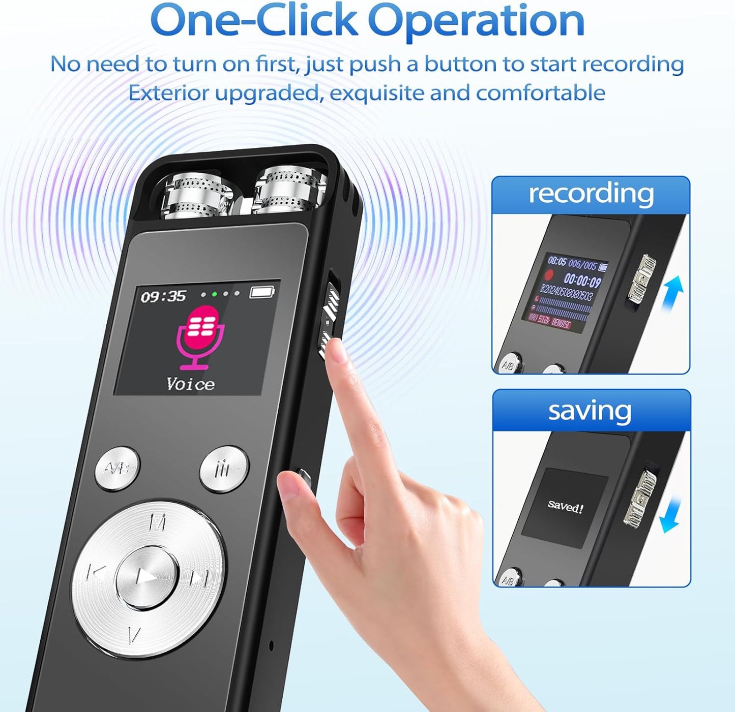 128GB Digital Voice Recorder with Playback - Voice Activated Recorders for Lectures/Meetings/Interviews, 9300Hours Audio Recorder Device, Dictaphone Tape Recorder Portable Mini with USB and Mp3 Player