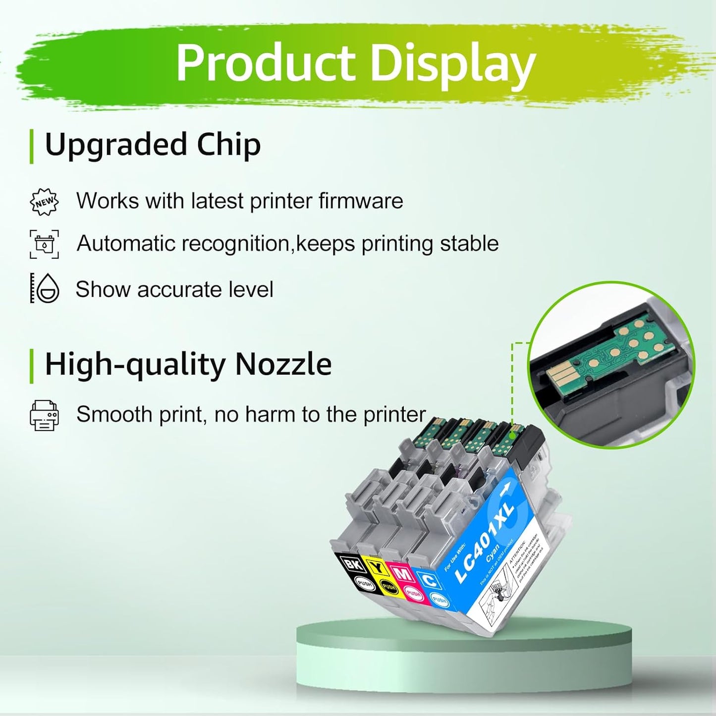 LC401XL Ink Cartridge Replacement for Brother LC401 LC 401 XL High Yield Ink Cartridges Compatible for Brother MFC-J1010 MFC-J1012 MFC-J1170 MFC-J1800 DCP-J1800DW DCP-J1140DW (BCMY, 4 Pack)