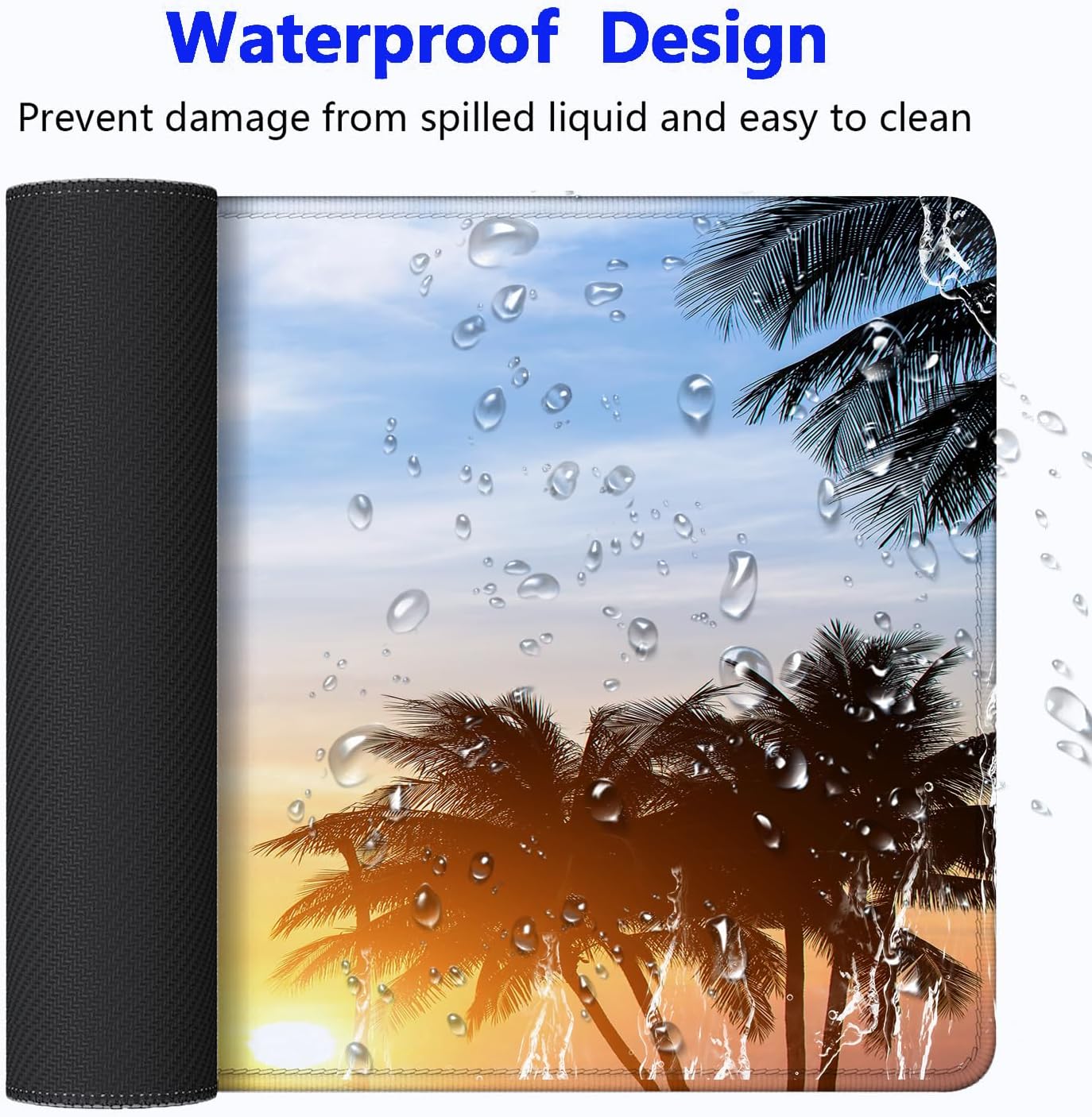 Large Gaming Mouse Pad with Stitched Edges, Extended Desk Mousepad with Superior Micro-Weave Cloth, Non-Slip Base, Water Resist Keyboard Pad for Gamer, Office & Home, 31.5 x 11.8 in,Tropics