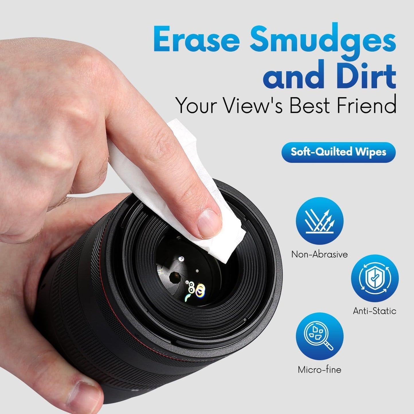 Lens Wipes for Eyeglasses - Case of 3000 (6X 500/Boxes) Pre-moistened Lens Cleaning Wipes - Scratch-Free Streak-Free Cleaner for Camera Lenses, Sunglass, Phone, Tablet and Computer Screens