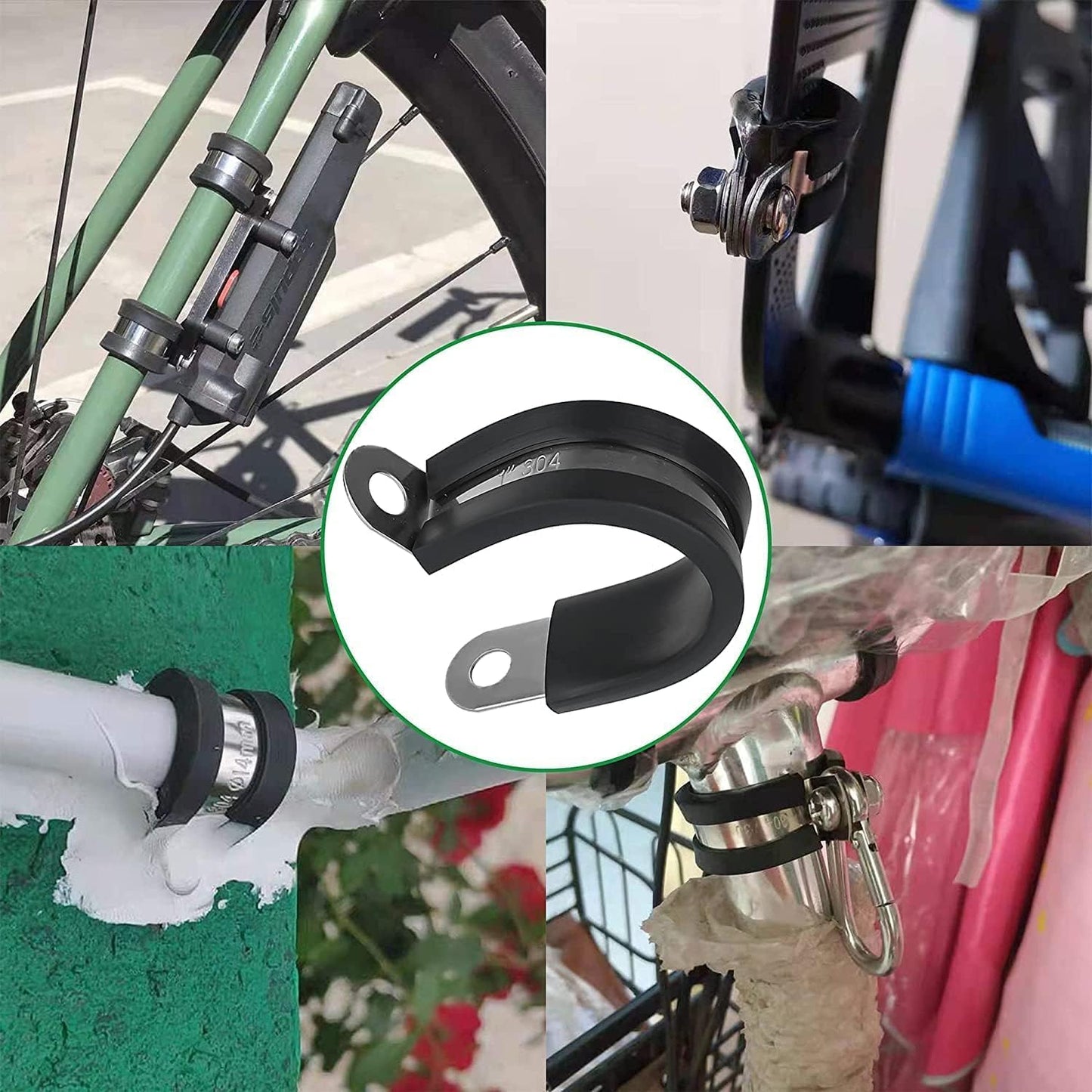 100PCS Cable Clamps 3/4 Inch 304 Stainless Steel Cable Clamps Rubber Coated Cushioned Insulated Cable Clamp,Automotive Wire Clamps,Pipe Clamps,Metal Clamp for Tube,Wire Cord Installation(19mm)