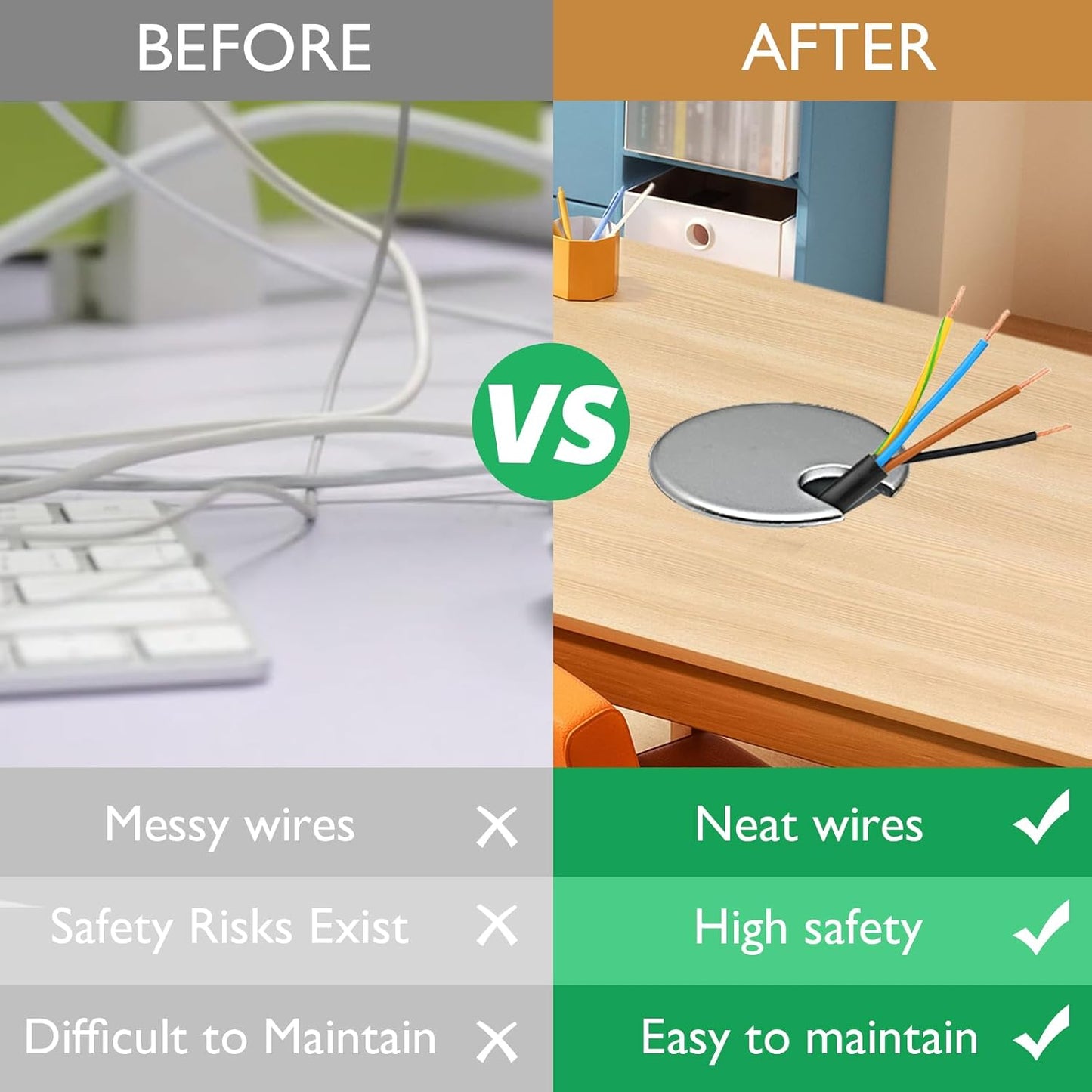 1 Pcs Desk Grommet 1-3/8" / 35 mm, Desk Cord Hole Cover, Cable Grommet Metal Zinc Alloy Materilal, Desk Hole Grommet for Home & Office Pc, Detachable Cable Cord Organizer-Bronze