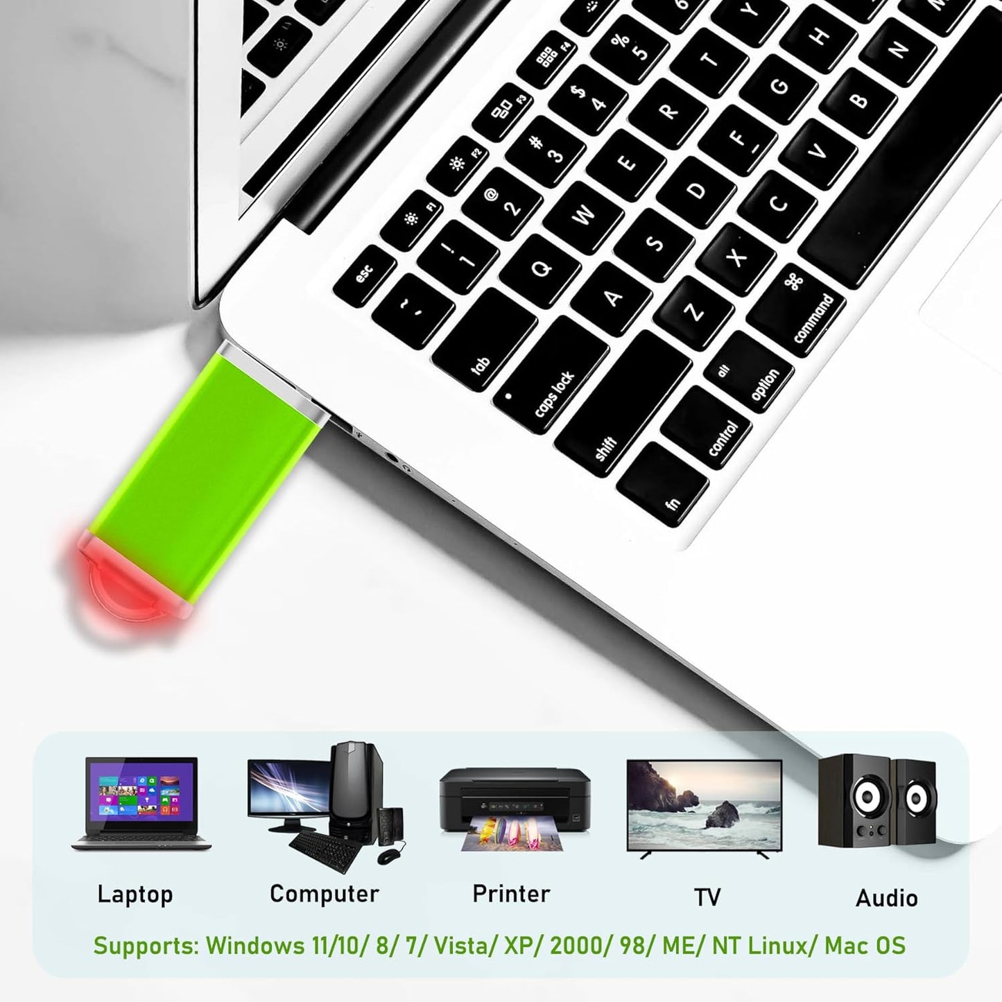 1GB USB Flash Drive 20 Pack Nicepicten Bulk USB 2.0 Thumb Drives 20Pack Metal Jump Zip Drive Memory Stick Pendrive Memoria USB 1 GB with 20PCS Lanyard Label - Green 20 X 1GB Flash Drives Bulk
