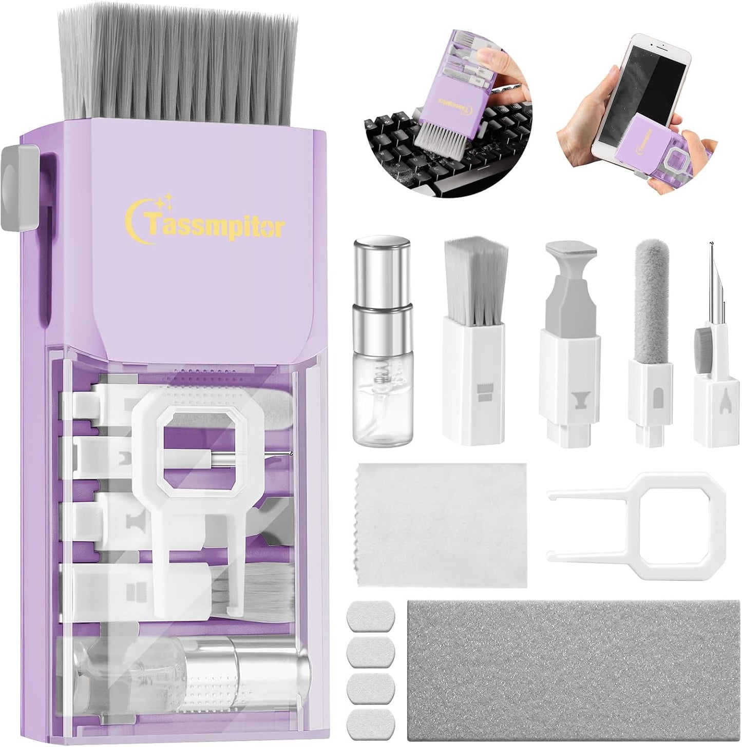Laptop Screen Keyboard Cleaner Kit, All in 1 Electronic Cleaning Tool for MacBook iPad iPhone Pro Cell Phone, Brush Tool for Tablet, Computer, PC Monitor,TV Camera Lens with Patent, Purple