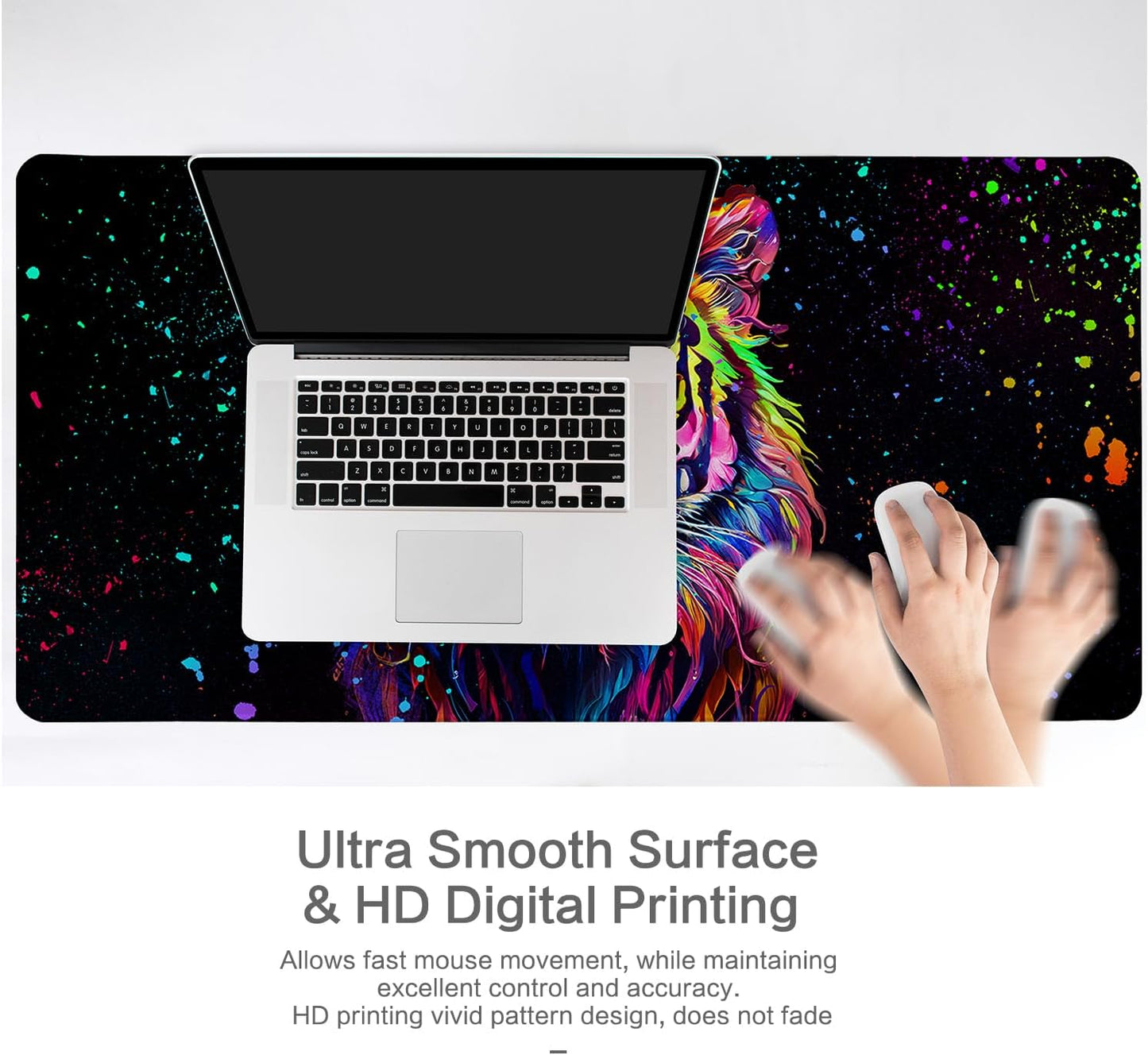 Lokigo Cool Tiger Desk Pad, Large Gaming Mouse Pad 31.5"x15.7", Waterproof Big Mouse Pad for Desk Rubber Base Desk Matt with Stitched Edges Keyboard Mousepad for Laptop, Game, Work, Study