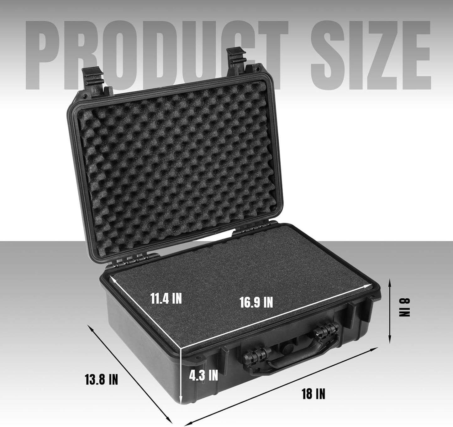 18x 13.8x 8 Inch Hard Case, Portable Weather Waterproof Protective Camera Case with Customizable Foam, Fit Use of Drones, Camera, Equipments, Black4