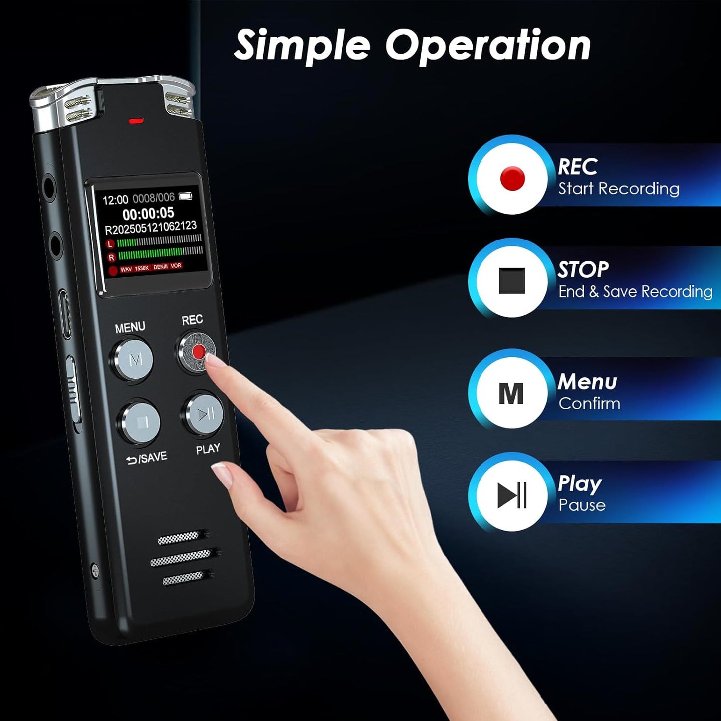 128GB Digital Voice Recorder Voice Activated Recorder with Playback - Upgraded Tape Recorder for Lectures, Meetings, Interviews, Audio Recorder USB Charge, MP3