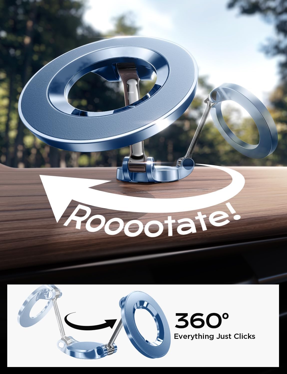 LISEN for Magsafe Car Mount, Magnetic Phone Holder for Car, Car Accessories for iPhone 16 Pro Max,Gifts for Men Women Him Her, Fit for iPhone16 Pro/Pro Max 15 14 13 12, Carbon Fiber Blue