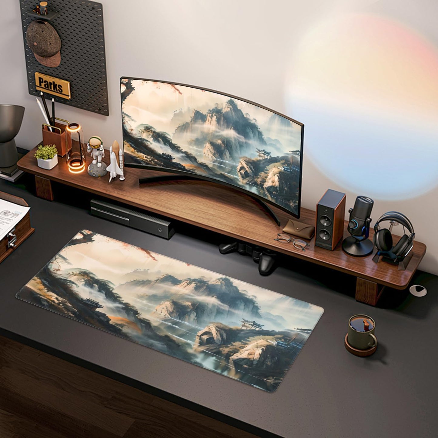 Large Mouse Pads Anime Landscape Mountain Wilderness Wonderland Non-Slip Rubber Base Gaming Mousepad, Keyboard and Mouse Pad with Stitched Edges,PC Desk Mat for Game,Work,Office(31.5"*11.8")