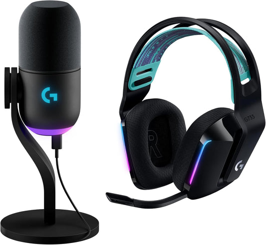 Logitech G733 Lightspeed Wireless Gaming Headset +Yeti GX Dynamic RGB Gaming Microphone with LIGHTSYNC, USB - Black