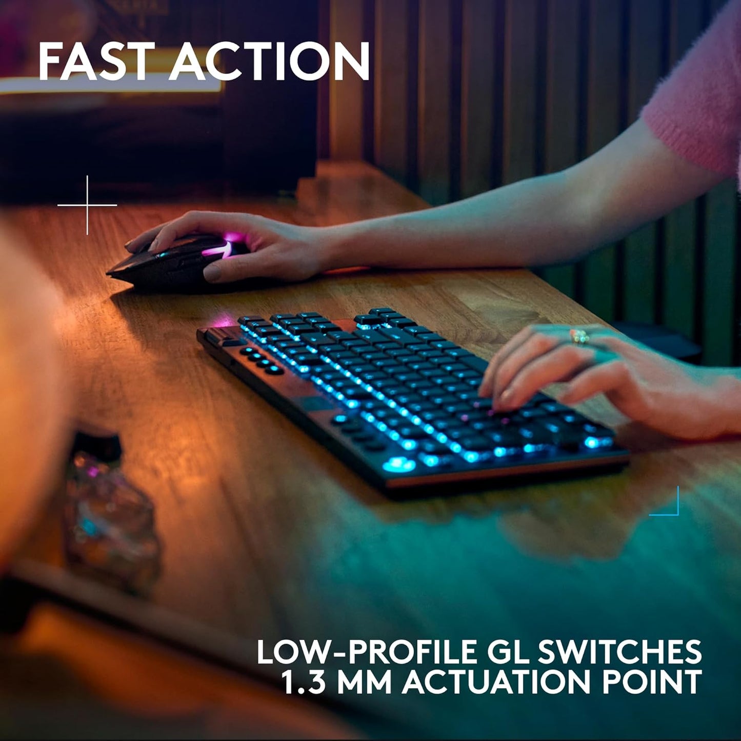 Logitech G915 X Lightspeed TKL Wireless Mechanical Gaming Keyboard, Double-Shot PBT Keycaps, Fully Programmable Keys, RGB Backlit Mac/PC Gaming Keyboards, Aluminum Finish, GL Linear Switches, Black