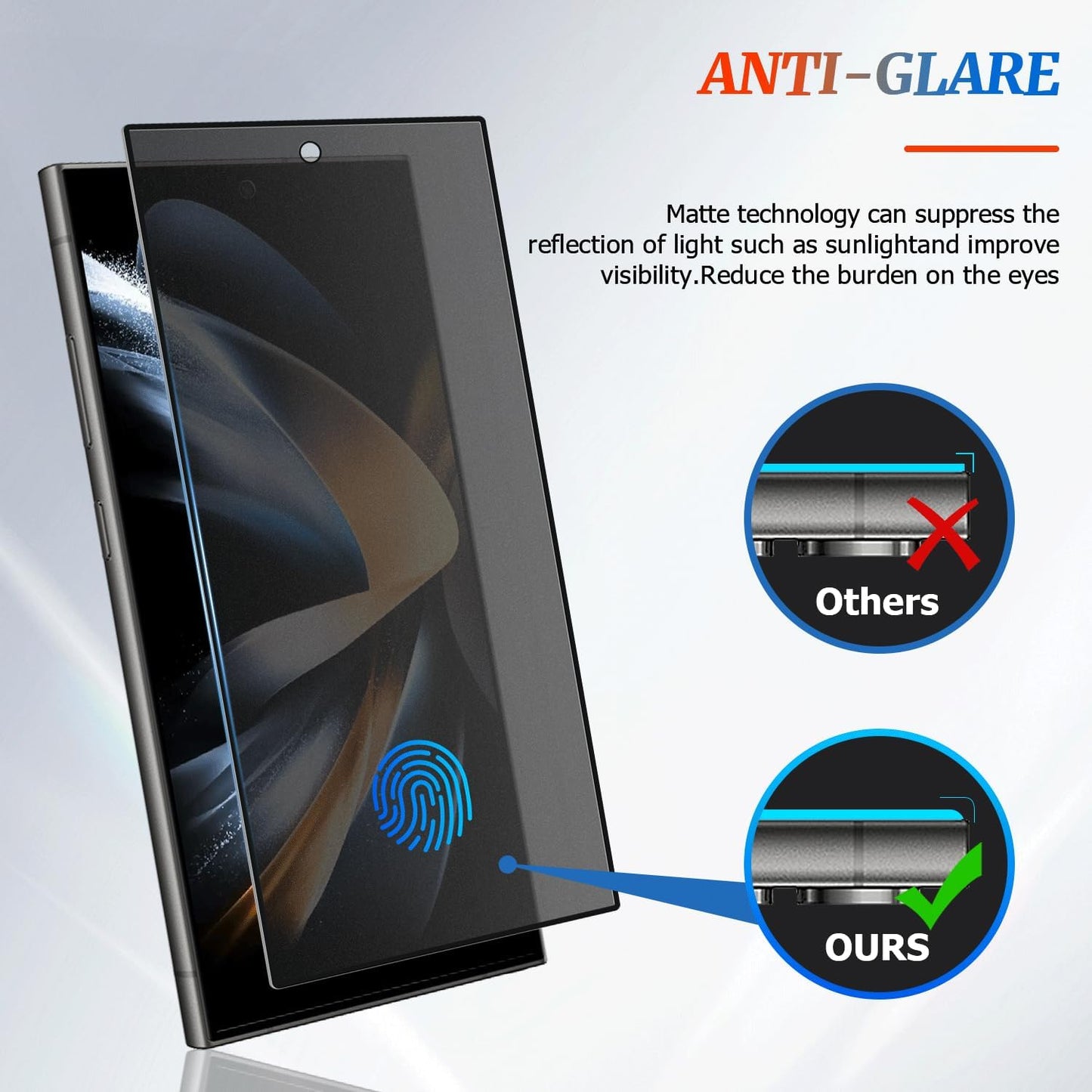 2 Pack Galaxy S24 Ultra Matte Anti spy Privacy Screen Protector ,9H Tempered Glass,Anti-Glare Anti-Scratch, Smooth and Responsive Absolute, No Bubbles, High Definition Clear, With Installation Frame