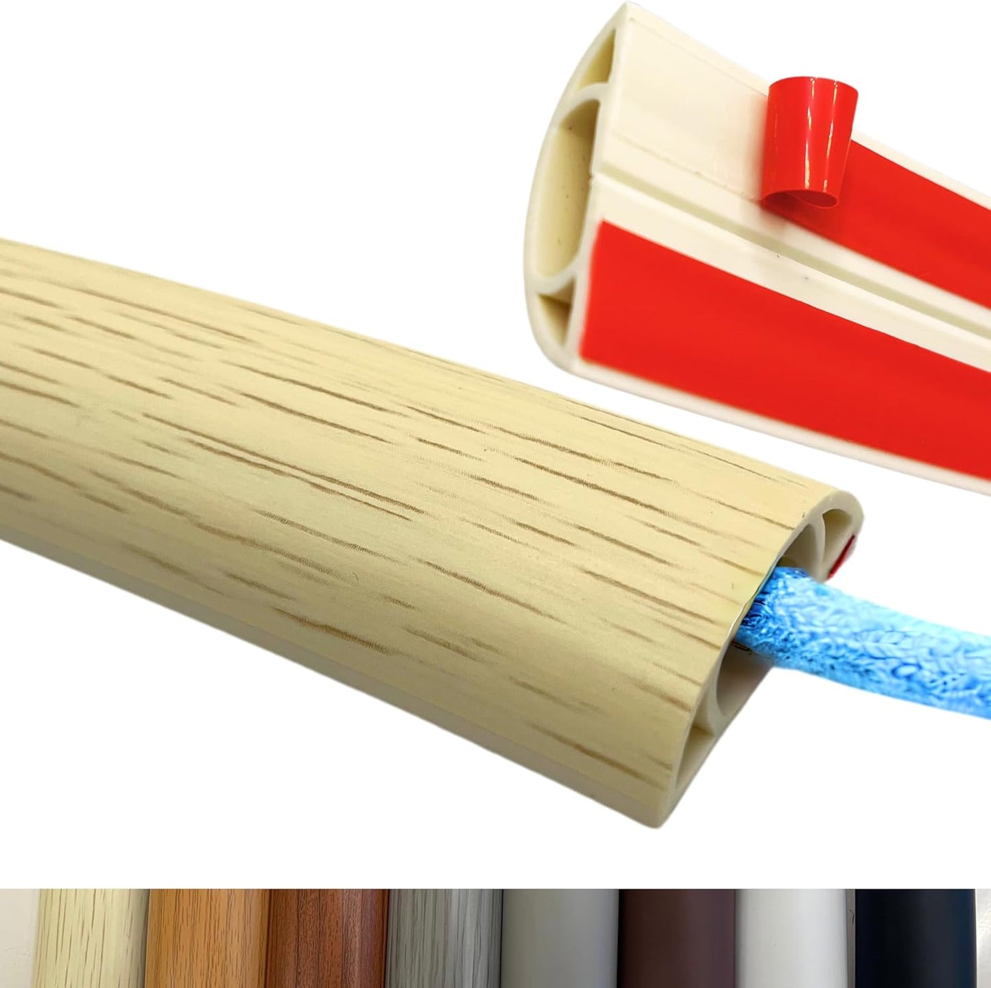 10ft Floor Cord Cover Self Adhesive Cord Hider Floor, Heavy Duty Cable Protector, Hide Extension Cords, Cable Management Hide Cords on Floor, Cable Cavity:0.61"(W) x 0.32"(H) Beige