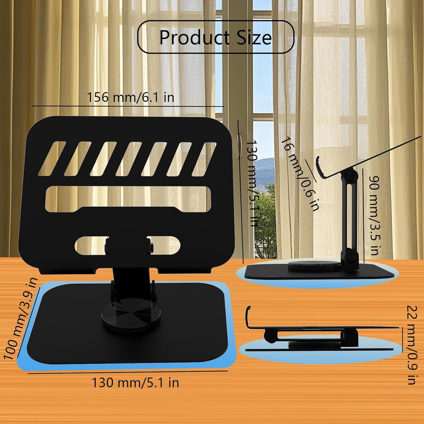 Larger Metal Tablet Stand, Adjustable 360° Rotation Tablet Holder Compatible with 4-16" Tablet Such as iPad Pro, iPad Air, iPad Mini, Tab S10 Ultra, Black