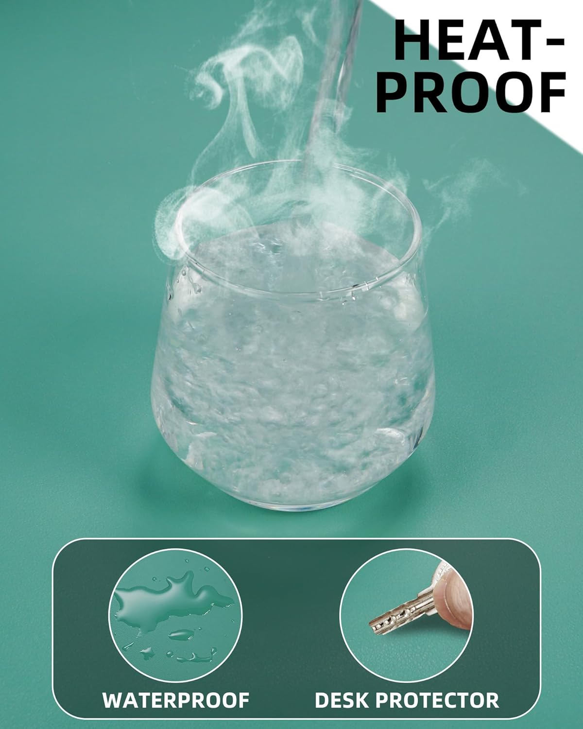 Leather Desk Pad Protector,Desk Mat,Large Mouse Pad, Non-Slip Desk Pad, Waterproof PU Leather Desk Blotter Mat, Desk Cover for Office and Home (Light Green, 36" x 17")