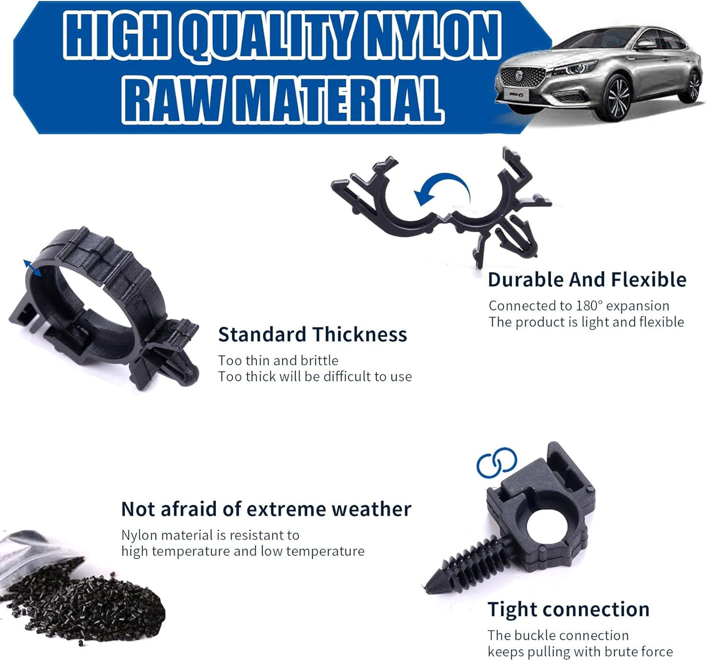 150pcs Push Mount Cable Zip Tie with Car Wire Loom Routing Clips for Cars Boat Trailer UTV Jeep Wrangler Engine Bay Self Locking Straps，Universal.