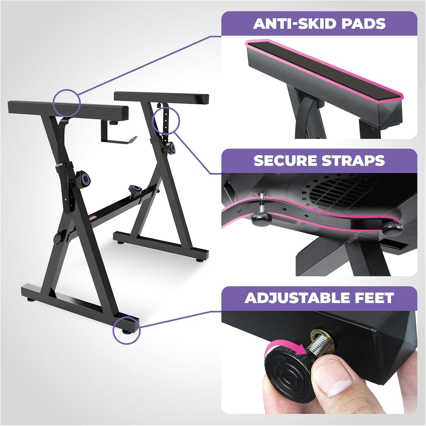 Liquid Stands Portable Heavy Duty Digital Piano Stand & Bench Set - Adjustable Keyboard Music Stand & Seat for 54-88 Key Electric Pianos