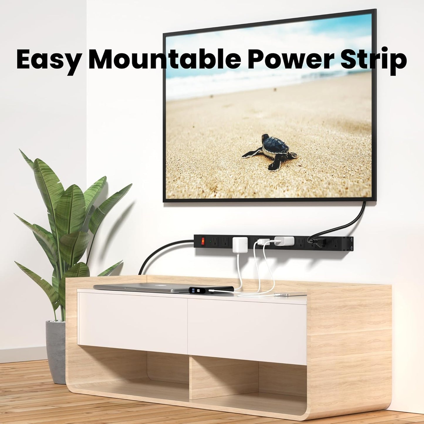 12 Outlet Long Power Strip Surge Protector with 2100 Joules, 6FT Power Cord, Wide Spaced Outlet Power Bar, Overload Protection Switch, Industrial Heavy Duty for Work Bench, Shop, Garage (Black)…