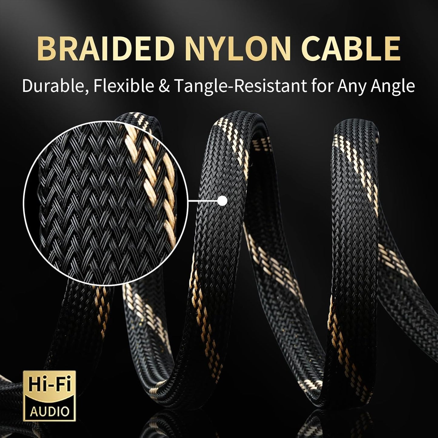 12 AWG Audiophile HiFi Speaker Audio Cable–4N OFC Core,24K Gold-Plated Banana Plugs with Nylon Braid,Compatible with Amplifier,Speakers,AV Receiver & Home Theater(6.56ft/2m) 2-Pack