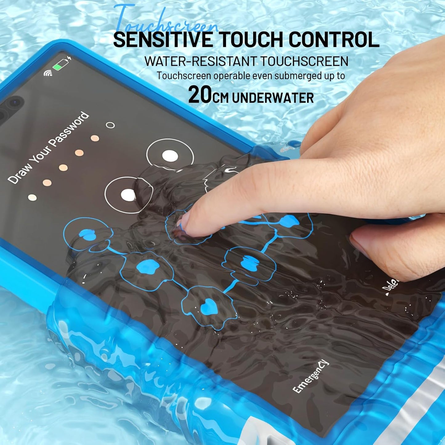 Large Floating Waterproof Phone Case with Lanyard for Snorkeling & Diving - Underwater Phone Pouch Compatible with i-Phone 16/15/14 Pro Max, Galaxy All Series, Beach and Pool Water Park (Blue)