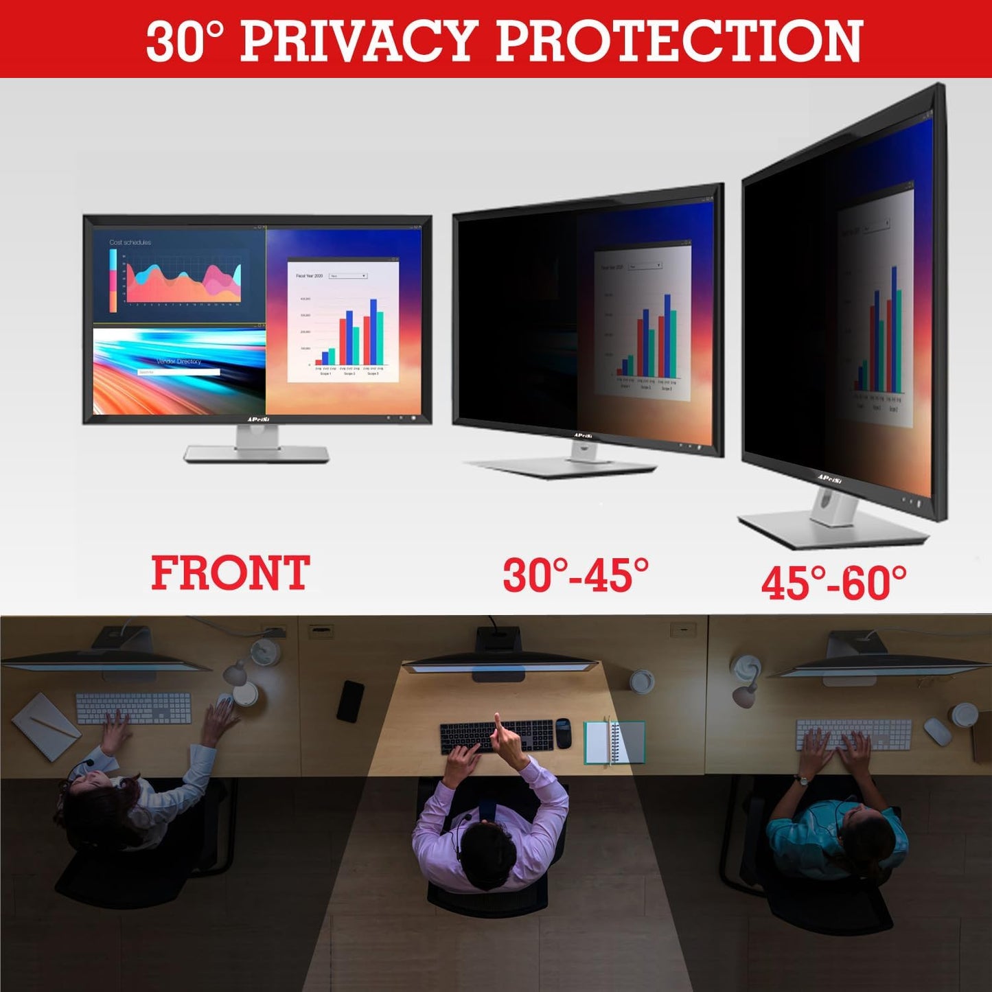 19 Inch Privacy Screen Filter for 16:10 Widescreen Monitor | Privacy Shield | Anti-Glare | Anti-Blue light Protector | Eye Protection | Computer Security Private Filter