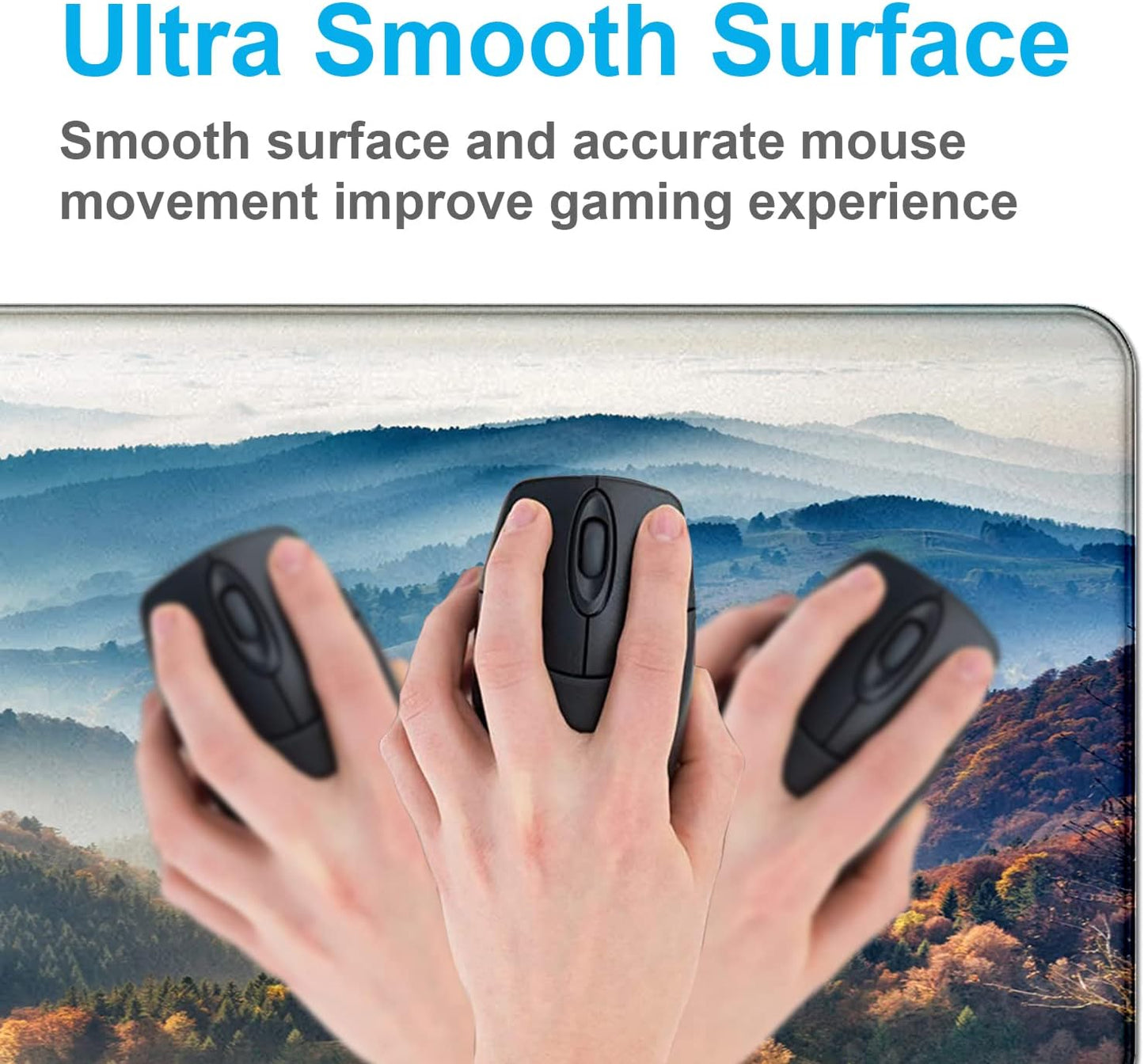 Large Extended Gaming Mouse Pad with Stitched Edges, Non-Slip Waterproof Rubber Base Mouse Pad for Office, Computer, Keyboard, Laptop and Home Desk Pad 35.4 x 15.7 x 0.12 Inch (Mountain Landscape)