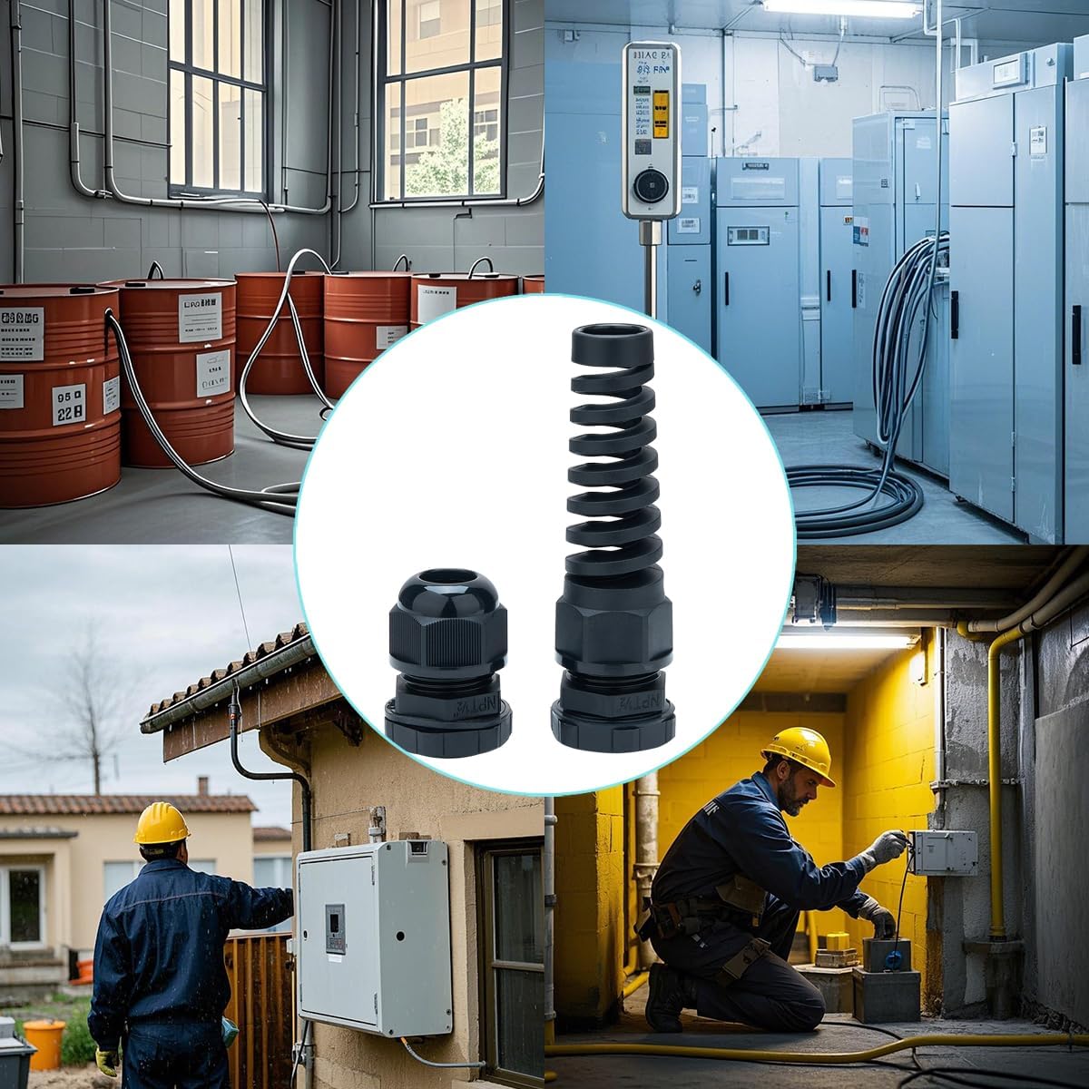 10 Pack Black Nylon Cable Gland, NPT 1/2" Thread, Made of PA66 Material, High Wear Resistance and Chemical Resistance (Black, PG21(10Pcs))