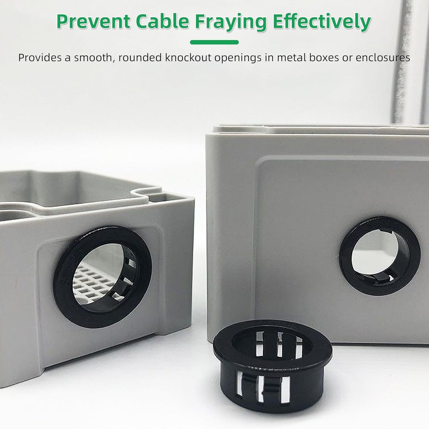 1/2"(13mm) Black Snap-in Knockout Insulating Bushing Grommets, Plastic Cable Hole Grommets for Wiring, Round Nylon Snap in Locking Electrical Wire Cord Hose & Tubing Bushings Grommets, 50pcs