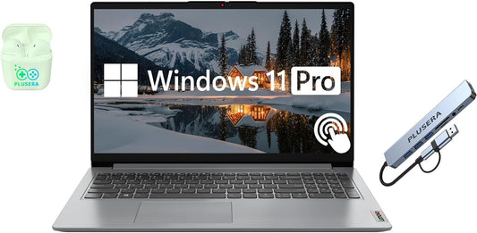 Lenovo IdeaPad 15.6” FHD Touchscreen Laptop, 24GB RAM 1.5TB Storage (1TB SSD+512GB Docking Station Set), 6-Cores Intel Core i3, Windows 11 Pro with Microsoft Office Included, Plusera Earphones