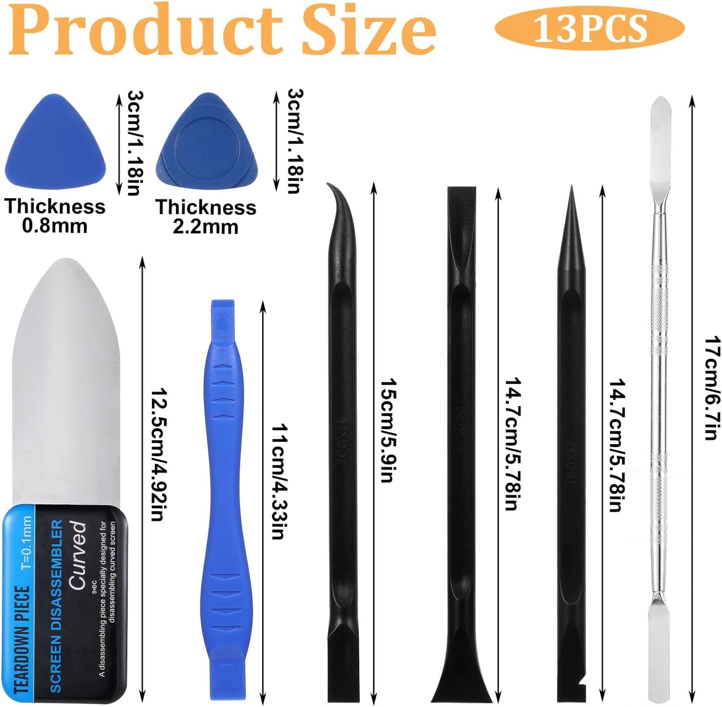 13 Piece Spudger Pry Tool Kit, Plastic & Metal Spudger Set Electronic Product Repair Tool Kit for Cell Phone Computer Eyeglasses Small Digital Appliances