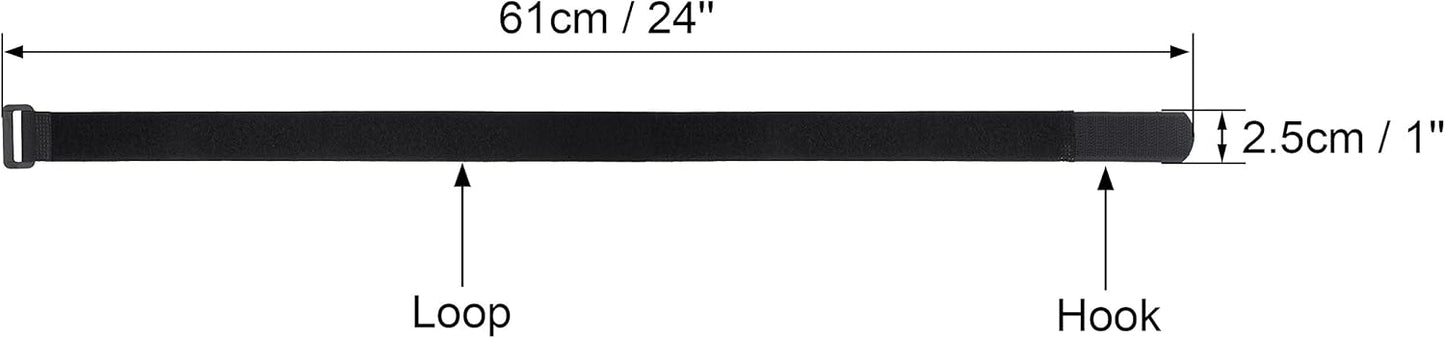 12 Pack 1 x 24 Inches Hook and Loop Reusable Fastening Cable Tie Down Straps by Wisdompro - Reusable, Durable Functional Cinch Strap to Keep Your Home, Office, Workspace from Tangled Messes of Cords