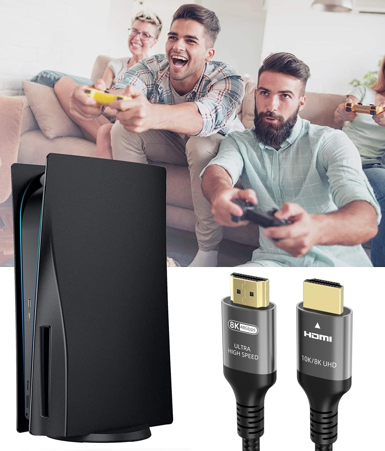 10K 8K 4K HDMI Cable 48Gbps 8 FT, Certified Ultra High Speed HDMI® Cable 4K 240Hz 144Hz 120Hz 8K60Hz 0.01ms HDR10+ eARC HDCP2.3 Netflix Roku TV PC Monitor Projector PS5 X-Box