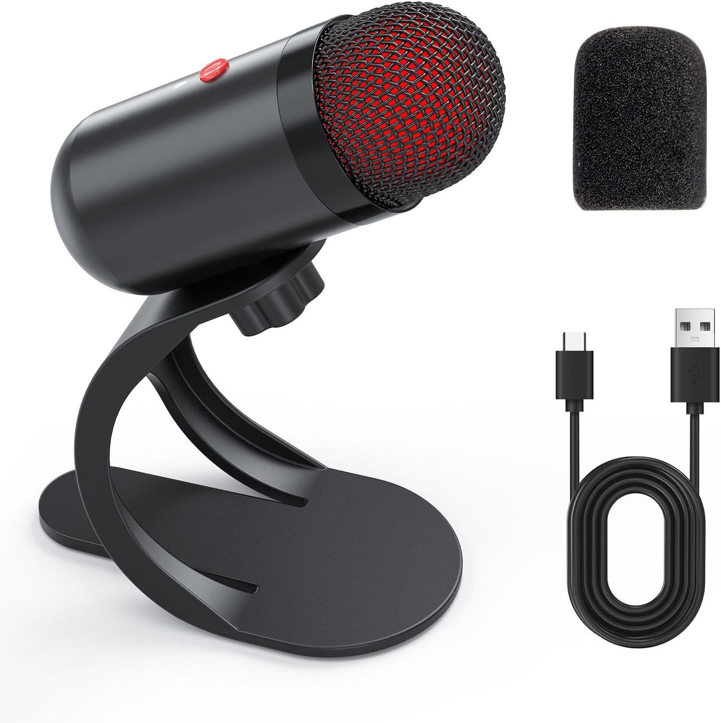 LIANGSTAR USB Computer Microphone, Podcast Mic Desktop with Mute Button for Recording Streaming, Color Change, Omnidirectional Condenser, Plug and Play with Stand for PC, Laptop, Mac, YouTube