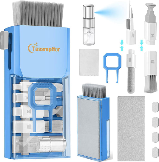 Laptop Cleaning Kit, All in 1 Keyboard Cleaning kit for MacBook iPad iPhone, Compact Keyboard Cleaner with Brush and Spray for Tablet, Airpods, Earbud, Computer Screen, PC Monitor, SkyBlue