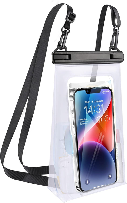 Large Waterproof Phone Pouch Universal Phone Waterproof Case for iPhone 15 14 13 12 Pro Max Galaxy S22 S21 IPX8 Water Proof Dry Bag with Wide Lanyard Large Capacity Waterproof Bag for Swimming