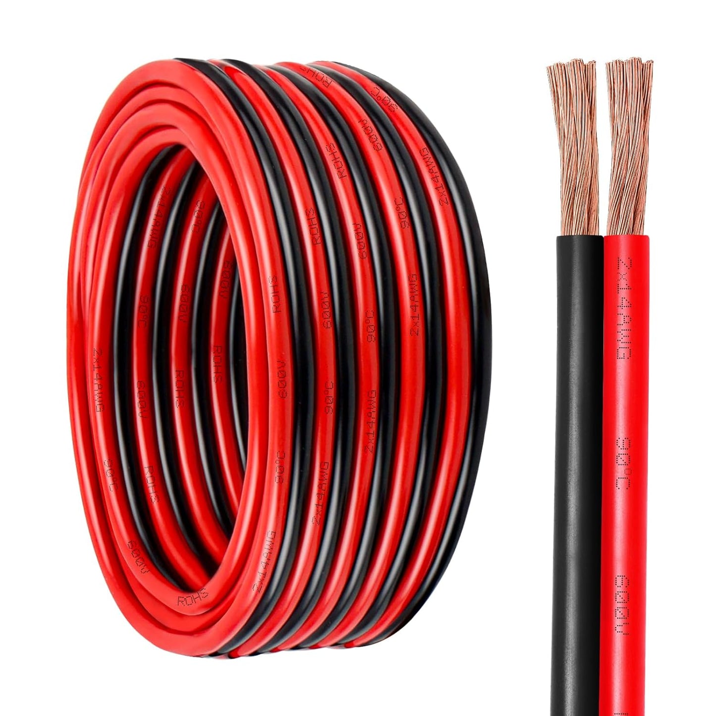 14 Gauge Wire 2 Conductors Copper Wire, 14 AWG Battery Cable Oxygen Free Copper Wire for Solar Panel, Automotive, Trailer, RV and Speaker (14 Gauge 100FT)