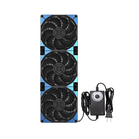 120mmx3 360mm Adjustable Computer PC Vent Fans 3-12V Speed Controller for Chicken Coop Rack Space Window Wall Cabinet Server Mining Rig Exhaust Cooling