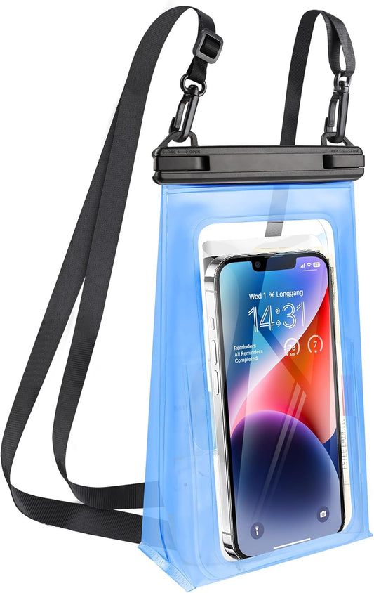 Large Waterproof Phone Pouch Universal Phone Waterproof Case for iPhone 15 14 13 12 11 Pro Max Galaxy S22 S21 IPX8 Water Proof Dry Bag with Wide Lanyard Waterproof Pouch for Swimming Rafting
