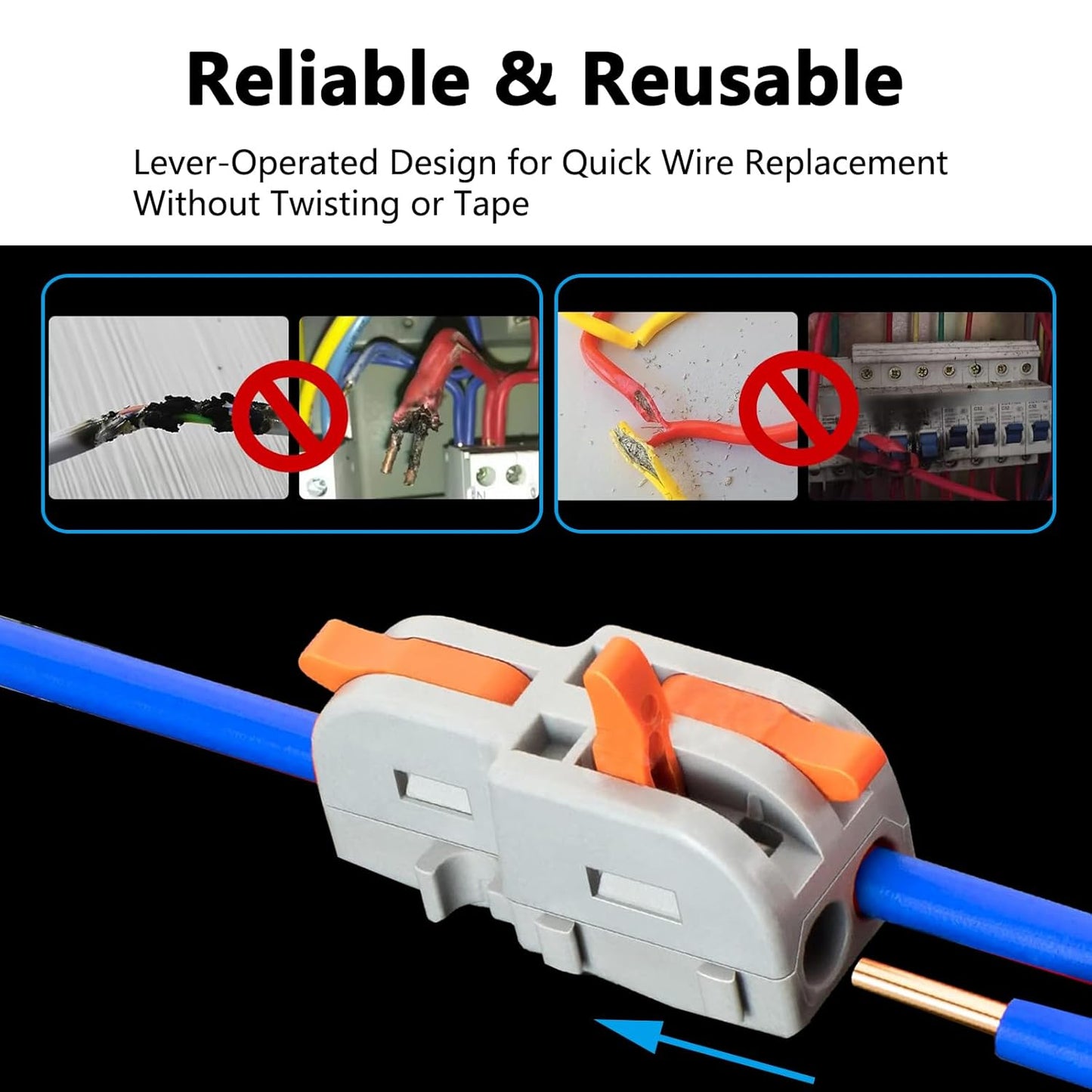 10Pcs 2 to 1 Wire Connectors Small Electrical Cable Splicing Splitter Terminal Block Inline Splice Snap Splicer for Residential Speaker Gauge Push DIY Splicing into 4/6/8/9/10 Way