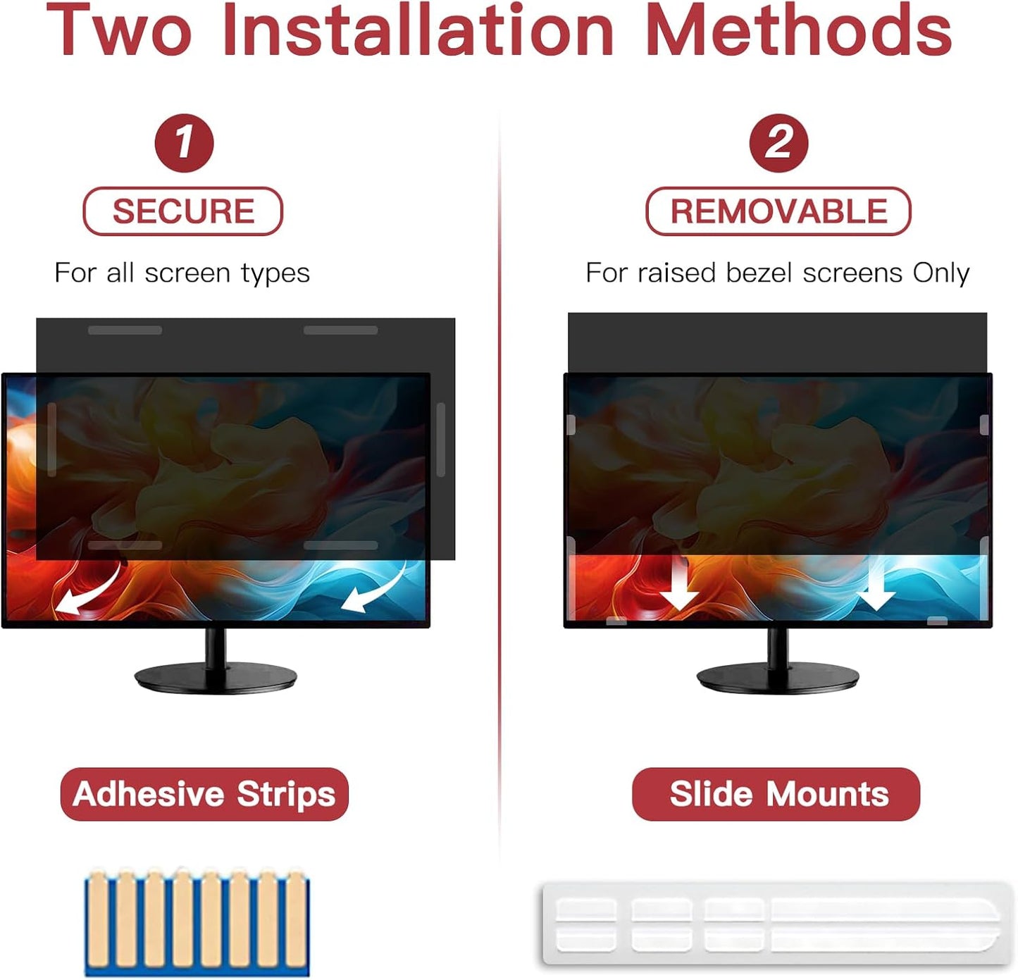 2 Pack 22 Inch Privacy Screen for Computer Monitor 16:10 Aspect Ratio, Eye Protection Anti Glare Computer Screen Cover, Removable Anti-Scratch Computer Screen Privacy Shield for 22'' Widescreen Monitor