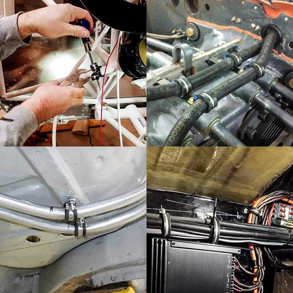 LOKMAN 20 Pack 1-3/4 Inch Stainless Steel Cable Clamp, Rubber Cushioned Insulated Clamp, Conduit Wire Holder Strap Clips for Tube, Pipe or Wire Cord Installation