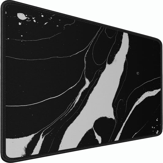 Large Mouse Pad, 31.5x15.7 inch Large Extended Computer Keyboard Mouse Mat, Water Resist Non-Slip Mousepad Rubber Base Long XXL Desk Mouse Pad for Work & Gaming, Office & Home, Black White