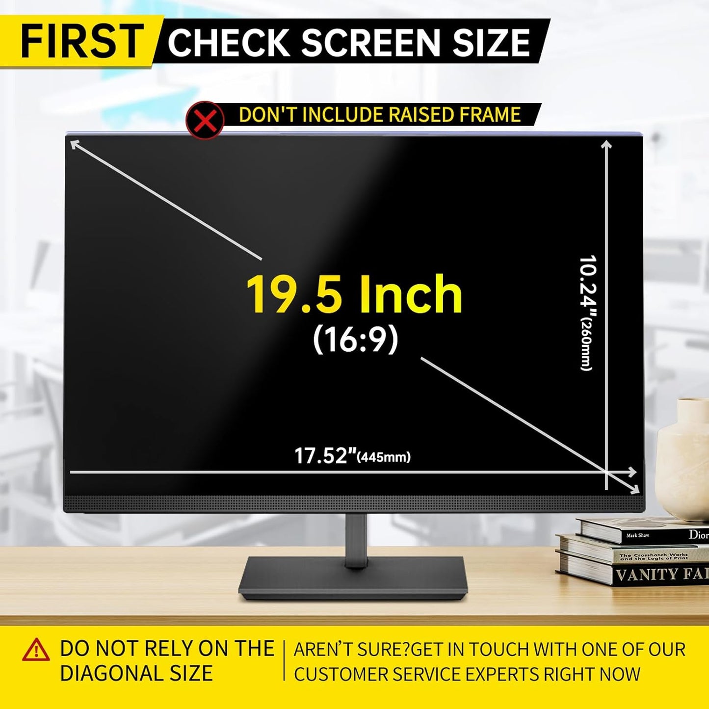 19.5 Inch Computer Privacy Screen for 16:9 Computer Monitor, Anti-Blue Light Monitor Privacy Screen Filter, Anti-UV Computer Screen Privacy Shield