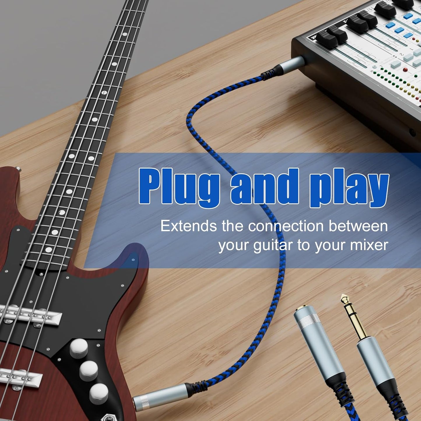 LDKCOK 1/4 inch TRS Extension Cable 10ft, 1/4" Male to Female Stereo Headphone Guitar Cable